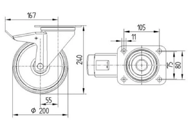 Tente - 3477DVR200P63 - Tente Swivel Casters With Black Rubber Tire
