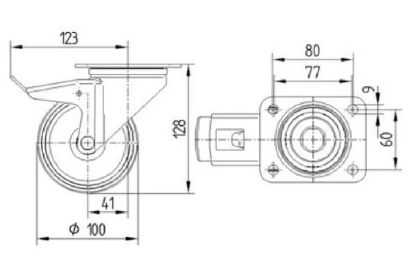 Tente - 3477HUR100P62 - Swivel Casters Gray Polyamide Tread Rubber Core