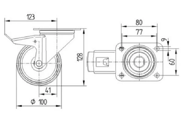 TENTE - 3477IEP100P62 - Rollen Lenkrolle Mit Bremse