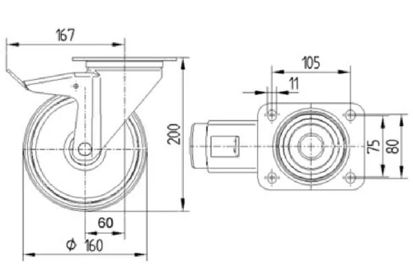 Tente - 3477UOR160P63 - Tente Swivel Casters with Polyamide Wheel