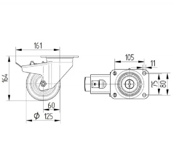 Tente - 4687TOP125P63 - Tente Heavy-Duty Wheels Made of Polyamide