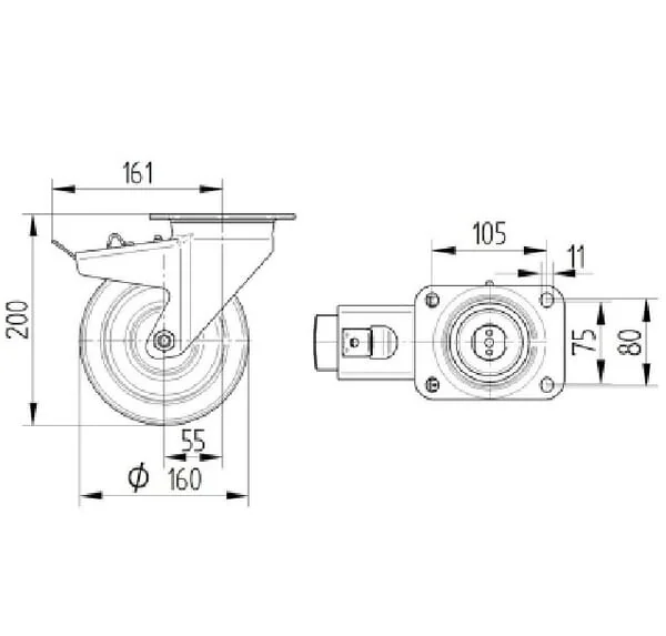 Tente - 4687TOP160P63 - Tente Heavy-Duty Wheels Made of Polyamide