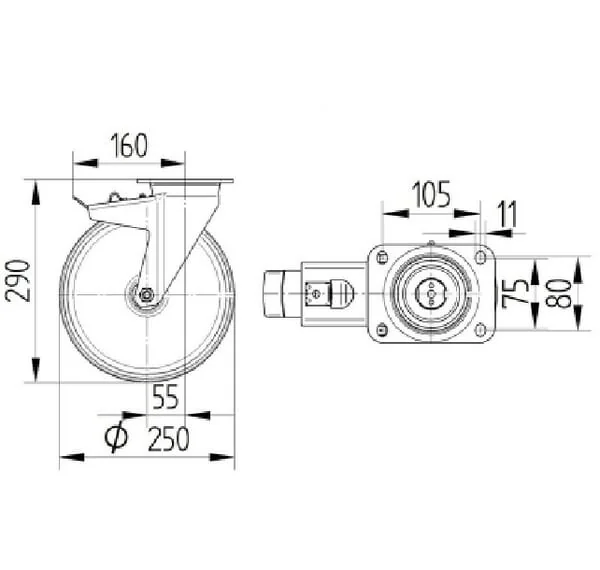 Tente - 4687UOP250P63 - Tente Heavy-Duty Wheels Made of Polyamide