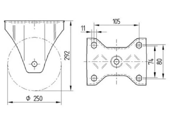 Tente - 4688ITP250P63 - Tente Heavy-Duty Fixed Wheel with Polyurethane Tread
