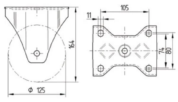 Tente - 4688TOP125P63 - Tente Heavy-Duty Fixed Wheel Made of Polyamide