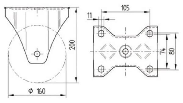 Tente - 4688TOP160P63 - Tente Heavy-Duty Fixed Wheel Made of Polyamide