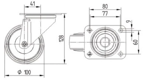Tente - 8470UAD100P62 - Tente Stainless Steel Swivel Castors with Plastic Tread