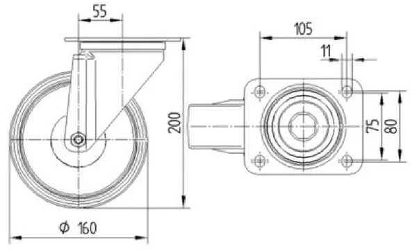 Tente - 8470UAD160P63 - Tente Stainless Steel Swivel Castors with Plastic Tread