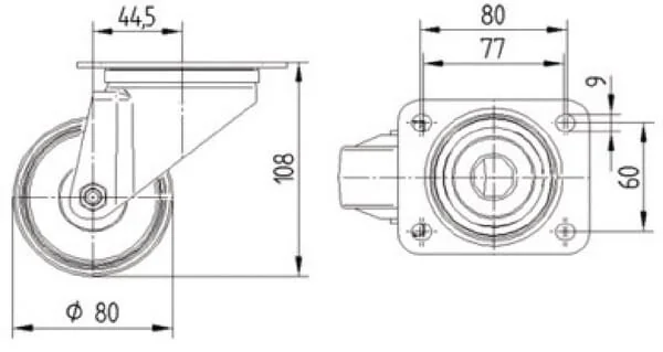 Tente - 8470UOO080P62 - Tente Stainless Steel Swivel Castors With Plastic Tread