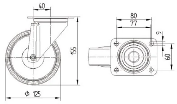 Tente - 8470UOO125P62 - Tente Stainless Steel Swivel Castors With Plastic Tread