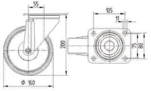 Tente - 8470UOO160P63 - Tente Stainless Steel Swivel Castors With Plastic Tread