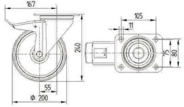 Tente - 8477UAD200P63 - Tente Stainless Steel Swivel Castors With Plastic Tread