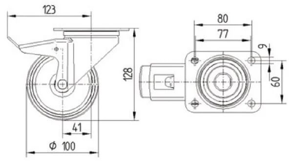 Tente - 8477UOO100P62 - Tente Stainless Steel Swivel Castors With Plastic Tread