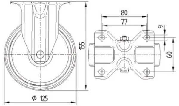 Tente - 8478UOO125P62 - Tente Stainless Steel Swivel Castors With Plastic Tread