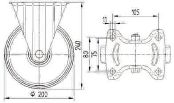 Tente - 8478UOO200P63 - Tente Stainless Steel Swivel Castors With Plastic Tread
