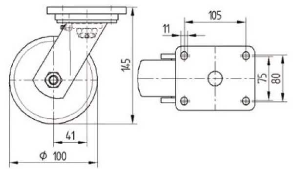 Tente - 9680TOP100P63 - Swivel Caster, Fork and Plate Steel Welded, Galvanized Chromatized