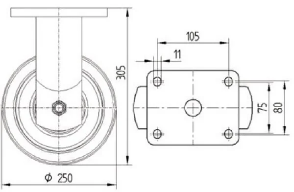 Tente - 9688TOP250P63 - Rigid Castor Fork and Plate Steel-Welded Zinc-Plated Chromated