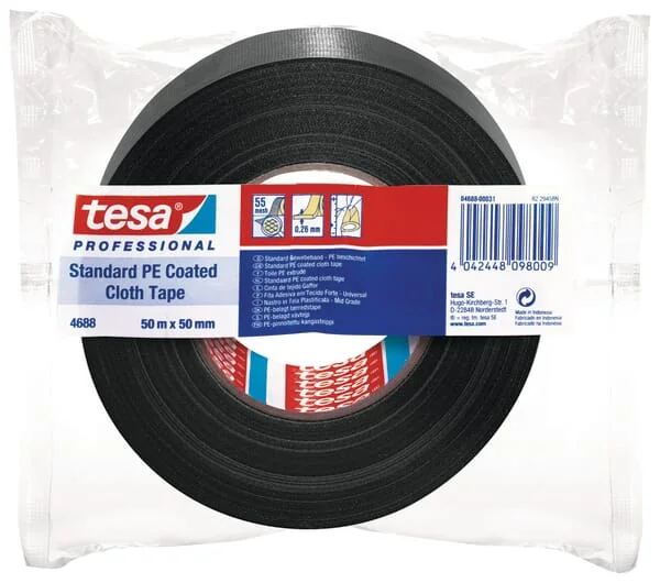 TESA - T046880002900 - Tape, Cloth, Standard PE Coated, Black, 50m x 50mm, Tesaband®