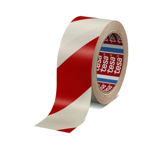 TESA - T607600008815 - Tape, Hazard Warning, Floor-Marking, Red/White, 33m x 50mm TESA®