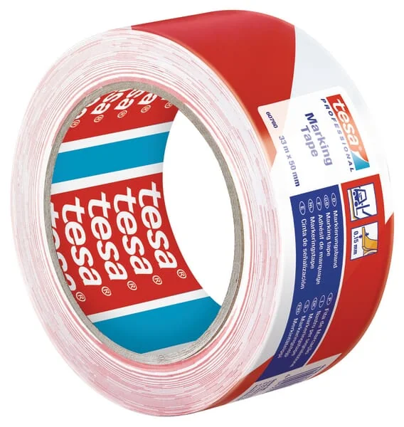 TESA - T607600008815 - Tape, Hazard Warning, Floor-Marking, Red/White, 33m x 50mm TESA®