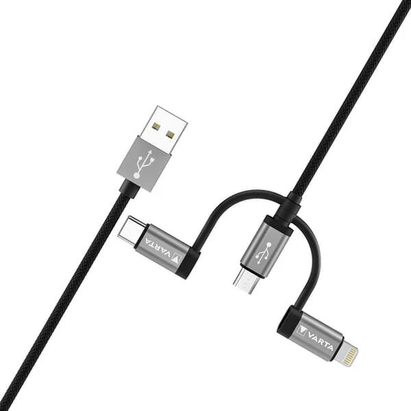 VARTA - VT57937 - Cable Micro USB, USB Type C, Lightning