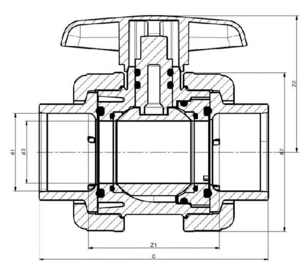 VdL - KS032032PVC - PVC Lock Valve Type: DIL 32x32