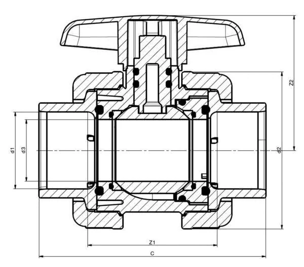 VdL - KS040040PVC - PVC Lock Valve Type: DIL 40x40
