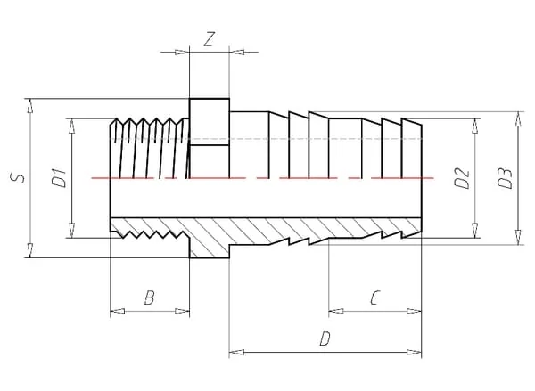 VdL - V357051 - Hose Connector 50mm x M 1 1/2"