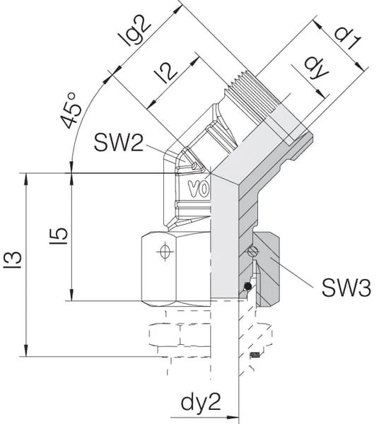 Voss - EVSD14S - 45° Cutting Ring Connection 14S