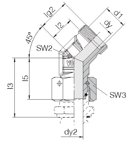 Voss - EVSD8S - Cutting Ring Connector 8s, 45°