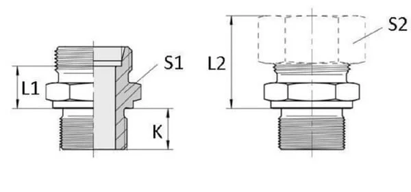 Voss - GES8SR14 - Cut Ring Coupling 08S M16x1,5 - BSP 1/4" - Male