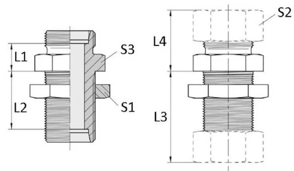 Voss - GSS18L - Cutting Ring Coupling Bulkhead 18l