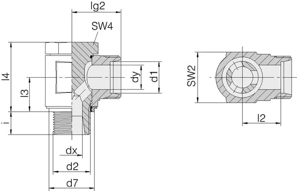 Voss - RSWS6SM12WD - Angled Banjo Coupling