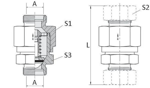 Voss - RVV28LB - Check Valve 28l-(1.0-Bar)