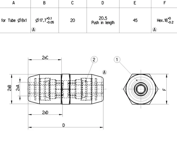 Wabco - 8938030370 - Push-In Coupling 8x1.0mm
