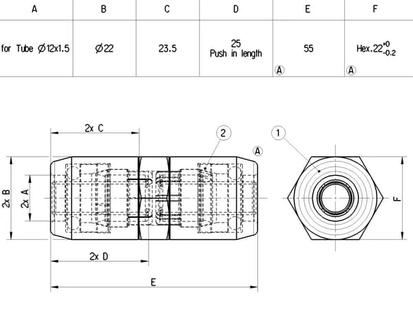 Wabco - 8938030390 - Push-In Coupling 12x1.5mm
