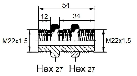 Wabco - 8938900140 - Double Connector With Lock Nut