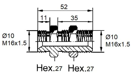 Wabco - 8938905700 - Double Connector With Lock Nut