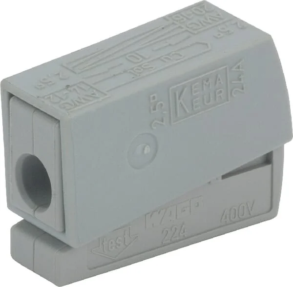 Wago - WAG224101 - Connector Clamp, 1-V Plug Grey Type 224 Wago