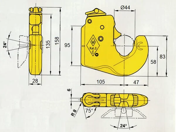 Walterscheid - 1208552 - Lower Link Hook Type C1 CAT.1