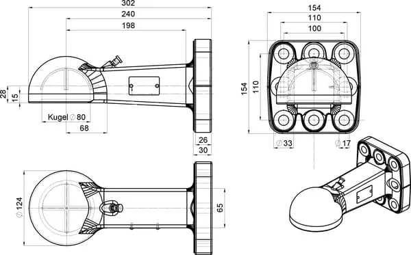 Walterscheid - 8003309 - Towball + Flange Ball Coupling 80mm