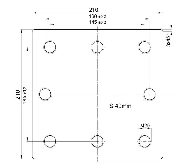 Walterscheid - 8004473 - Weld On Mounting Plate 145x145 / 160mm 8x M20