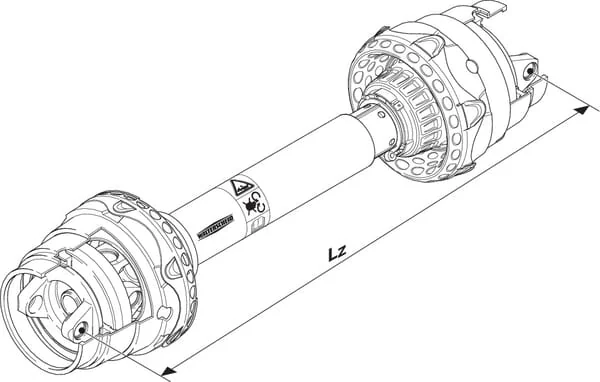 Walterscheid - PWZ5801210OG - Wide Angle PTO Shaft Without Yokes PWZ 580 L: 1210mm, Walterscheid