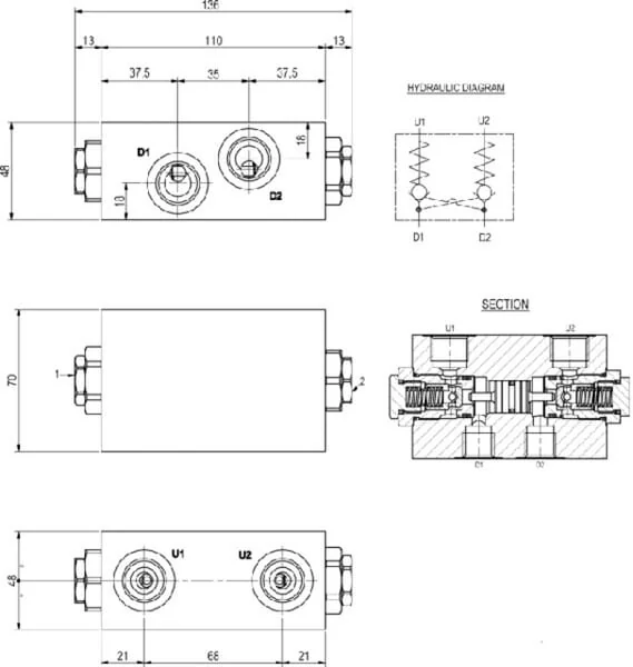 Walvoil - VBPDL10DF - Pilot Operated Check VBPDL 10 A