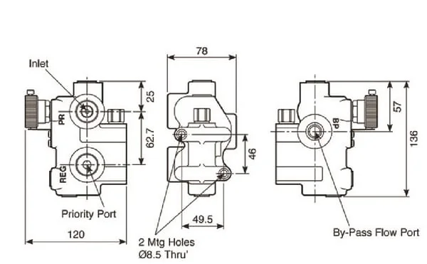 Webtec - RV2FV2V012076 - Flow Control Valve 3-Way 0-76 L/Min