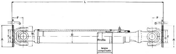 Welte - EDS021001250W - Cardan Shaft 02-100-010 L=1250