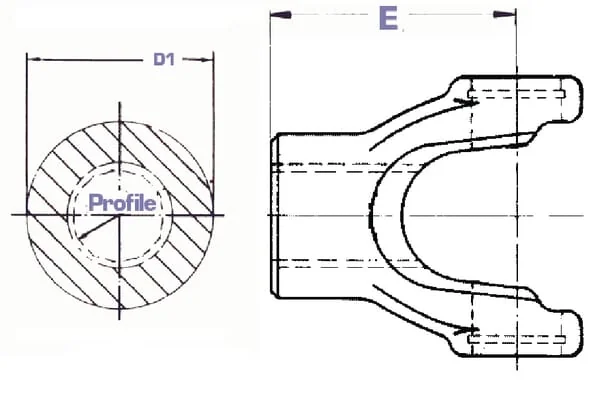 Welte - EDS211000351 - Yoke, Profile Shaft, 35mm, 100 Elbe