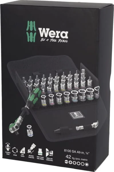 Wera - 05003755001 - Socket Set 1/4" 8100 SA All-In