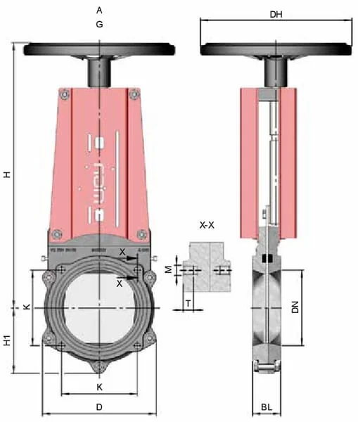 WEY - DN200VGA - Knife Valve Sq. Flg Handwheel 8"