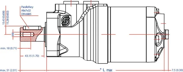 White - OMR2001516215 - Orbit Motor, With Diameter 25, Fl. C, End Port